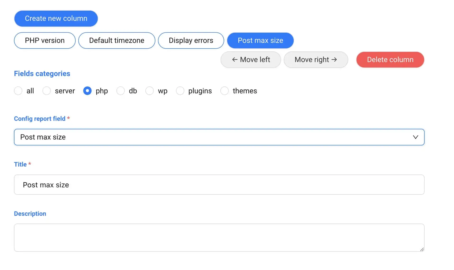 Example of a System Report after selecting data.