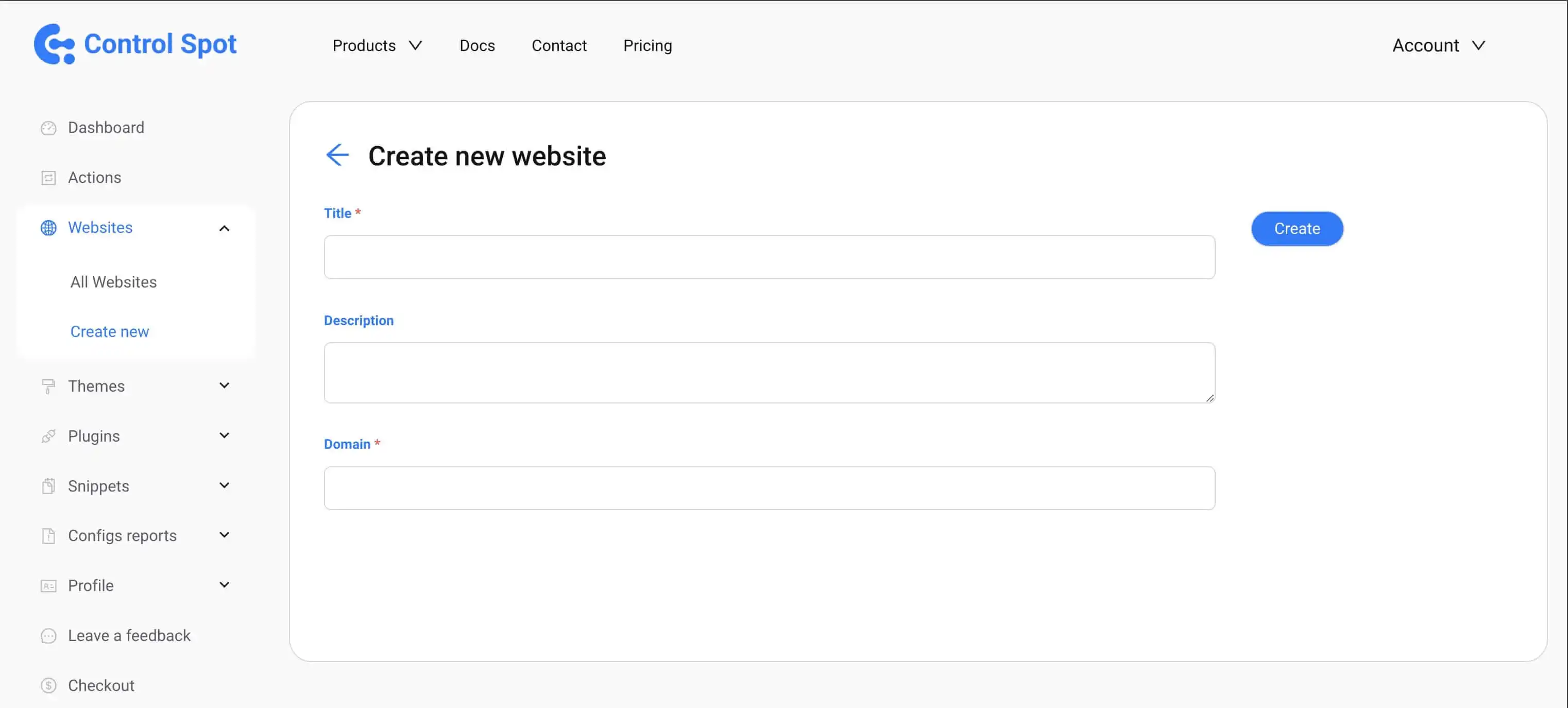 Create Website Page Screenshot